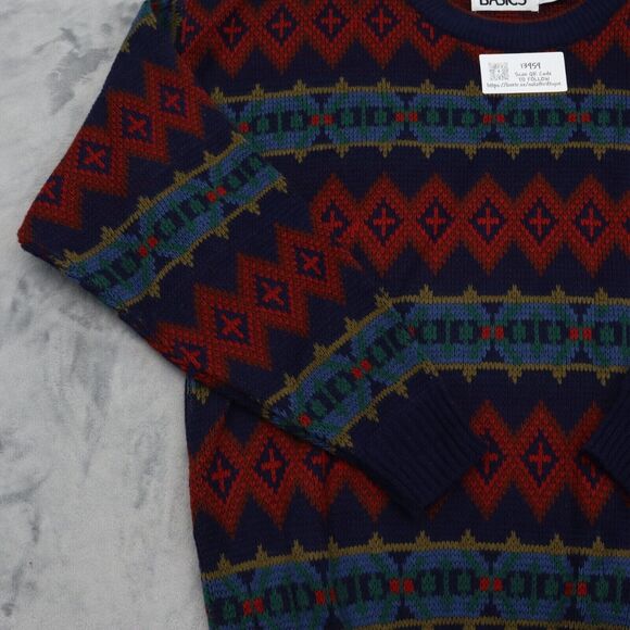 Trend Basics Sweaters Mens L Multicolor Geometric Long Sleeve Crew Neck Pullover - Picture 8 of 16